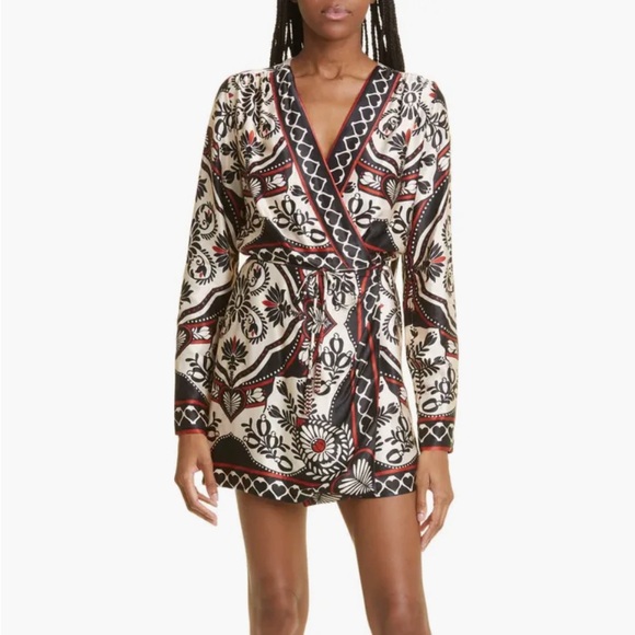 Farm Rio Passion Scarf Print Wrap Mini Dress Women's Medium New with Tags - Picture 1 of 14